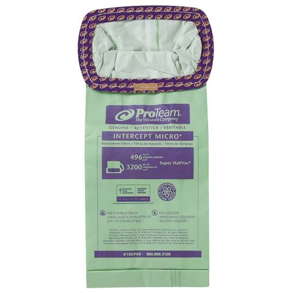 ProTeam Intercept Micro Filter Bag, Open Collar, Fits Super Halfvac PRO (10 Pk.)