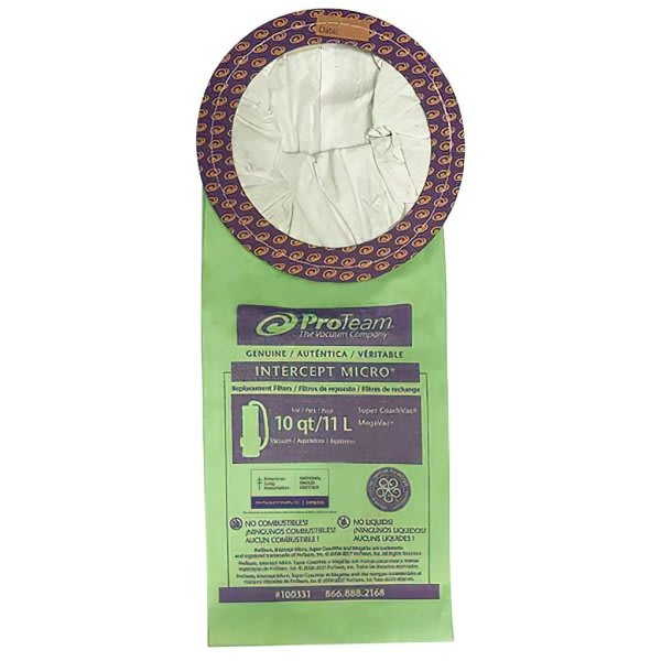 ProTeam Intercept Micro Filter Bags For Select 10 Quart ProTeam Cylindrical Commercial Vacuum Cleaners (10-Pack)