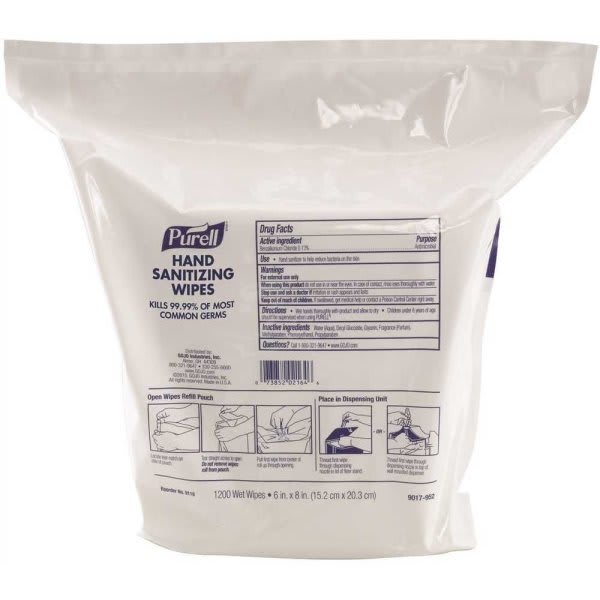 Purell Hand Sanitizing Wipes, Alcohol Free Formula, 1200 Count Refill For High Capacity Wall And Floor Stand Wipes Dispenser C