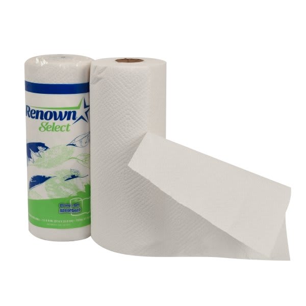 Renown Perforated Paper Towels, 2-Ply, White, 30 Rolls/Case