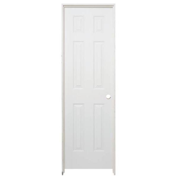 Masonite 24 In. X 80 In. X 4-9/16 In. Primed 6-Panel Single Prehung Interior Door Left Hand Flat Jamb
