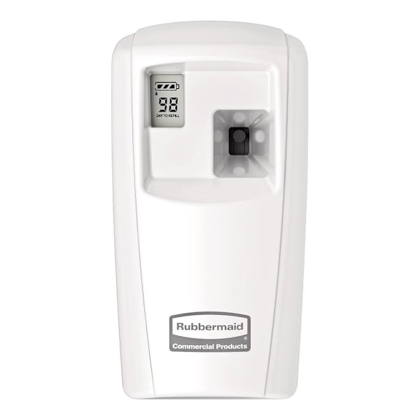 Rubbermaid Commercial Microburst 3000 Programmable Aerosol Dispenser For Odor Control, Lcd Display, White, 6-Pack
