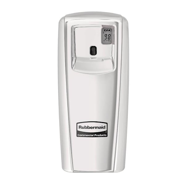 Rubbermaid Commercial Microburst 9000 Programmable Aerosol Dispenser For Odor Control, Lcd Display, Chrome, 6-Pack