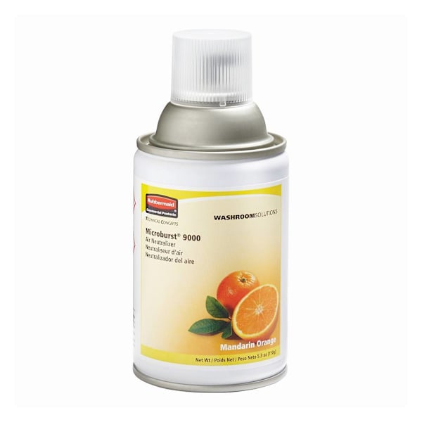 Rubbermaid Commercial Microburst 9000 Odor Neutralizer/Air Freshener Aerosol Refill, Mandarin Orange, 4-Pack