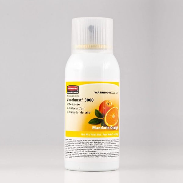 Rubbermaid Commercial Microburst 3000 Odor Neutralizer/Air Freshener Aerosol Refill, Mandarin Orange, 12-Pack