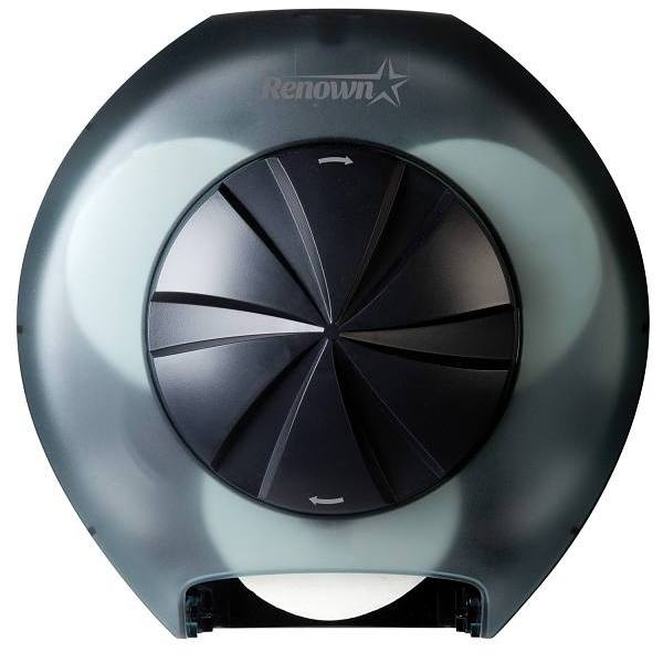 Renown OptiCore 3-Roll Bath Tissue Dispenser, Black Translucent, High-Capacity Design