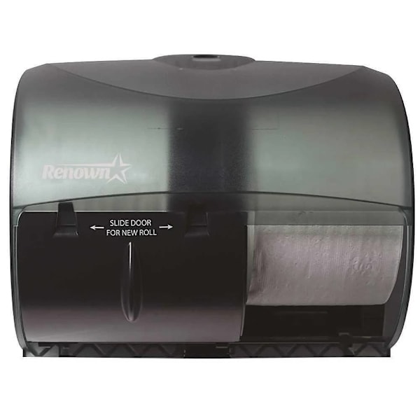 Renown Side-By-Side 2-Roll Opticore Bath Tissue Dispenser, Black Translucent