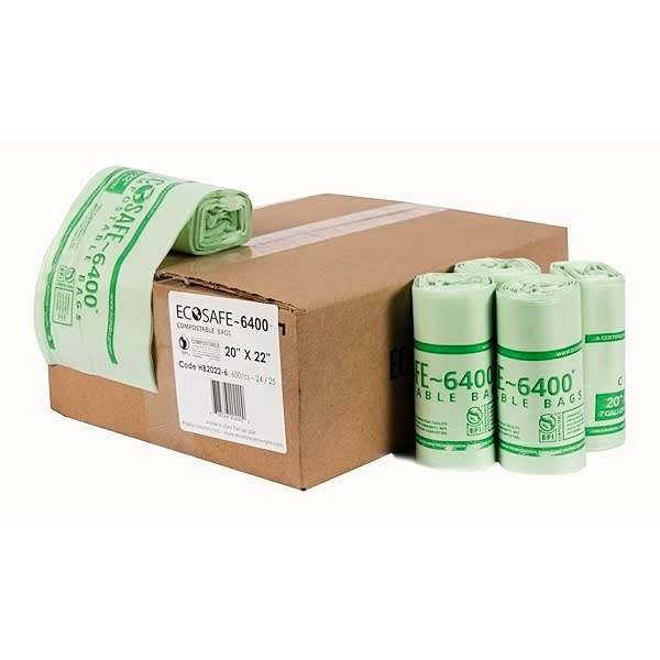 Ecosafe Compostable 7 Gallon Can Liner, 0.6 mL 20 In. X 22 In. (600-Case)