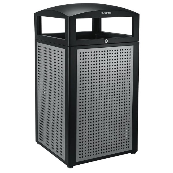 Alpine Industries 40 Gal. All-Weather Trash Can W/ Steel Panels