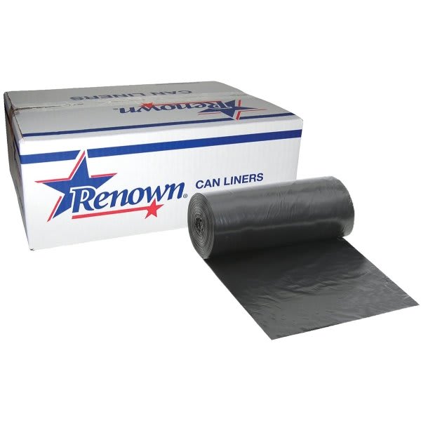 Renown Can Liner, 20-30 Gal., 0.65 Mil, Low-Density, Black, 30" X 36", Case Of 250