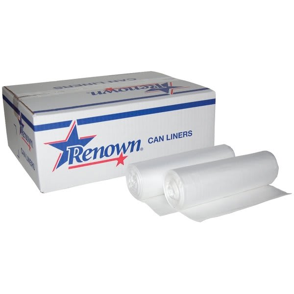 Renown Pcr Can Liner, 33 Gal., 0.95 Mil, Low-Density, Natural, 33" X 39", Case Of 200