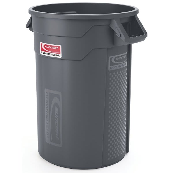 Suncast Commercial Utility Trash Can, 32 Gal, Gray