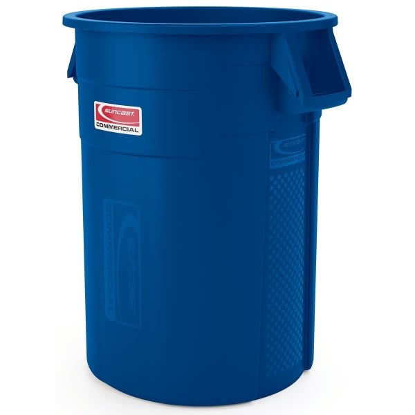 Suncast Commercial 55 Gallon Utility Trash Can Blue