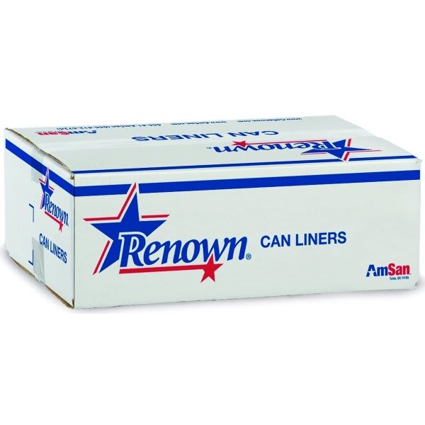 Renown Pcr Can Liner, 40-45 Gal., 22 Mic, High-Density, Black, 40" X 48", Case Of 150