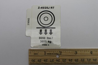 Genie Part # 218562GT – Decal, Wheel Load, Z45/25J RT