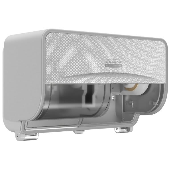 Kimberly-Clark ICON 53698 2 Roll Horizontal Toilet Paper Dispenser, And Faceplate, Silver Mosaic