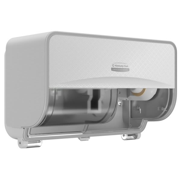 Kimberly-Clark ICON 58712 2 Roll Coreless Standard Roll Horizontal Toilet Paper Dispenser, And Faceplate, White Mosaic