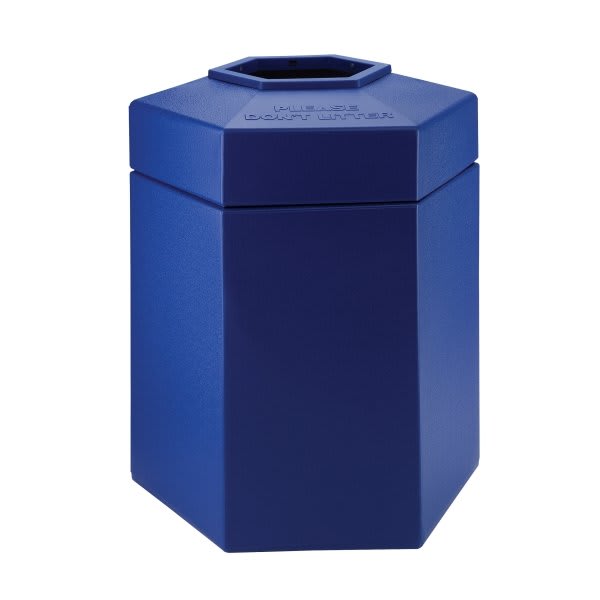 Commercial Zone Polytec™ Trash 45-Gal Hex Open-Top Lid Blue