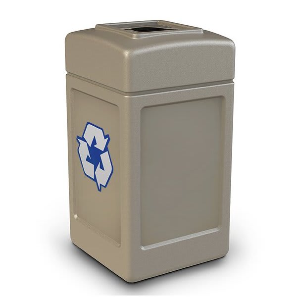 Commercial Zone Polytec™ Recycling 42-Gal Square Mixed Recycling Lid Beige
