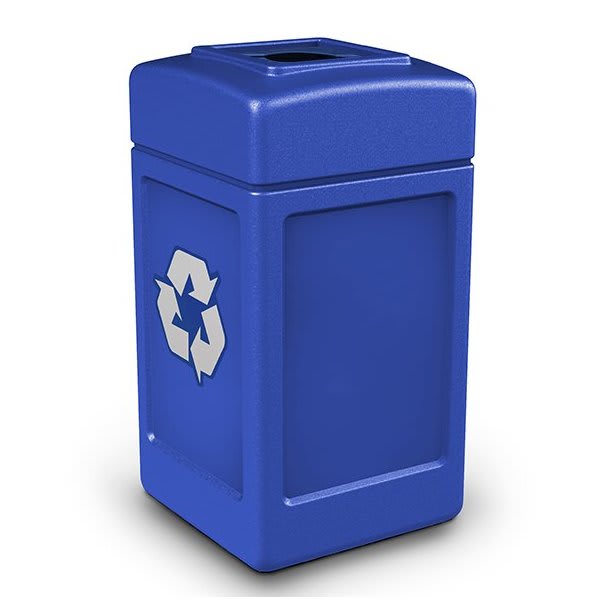 Commercial Zone Polytec™ Recycling 42-Gal Square Mixed Recycling Lid Blue