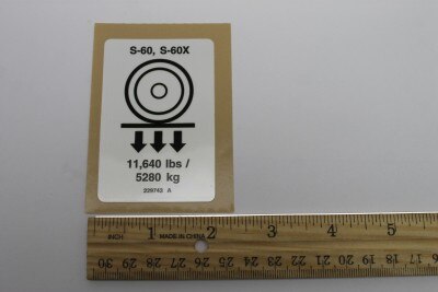 Genie Part # 229743GT – Decal, Label, Wheel Load S60X