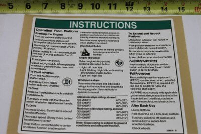 Genie Part # 229916GT – Decal, Notice, Inst, Plat-GS69RT