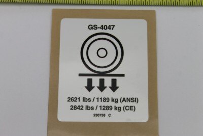 Genie Part # 230758GT – Decal, Label, Wheel Load