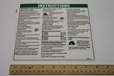 Genie Part # 230803GT – Decal, Notice, Inst, Plat-GS69RT