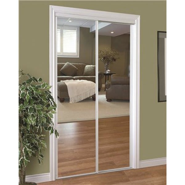 Home Decor Innovations 230 Series Framed Mirror Bypass Sliding Door, 96" X 80", White