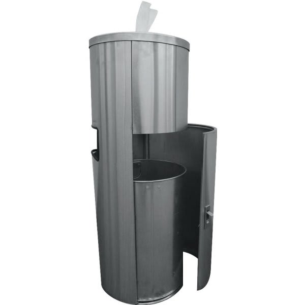 Renown 13.25 In. W, 35.5 In. Dia Stainless Steel Dispenser And Trash Receptacle For Facility And Gym Wipe Rolls