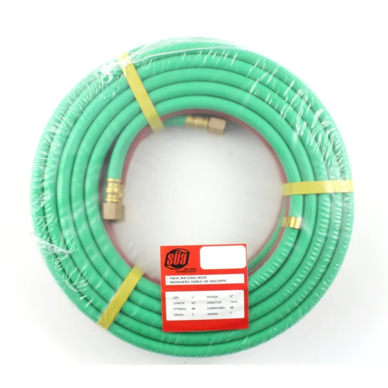 25 FEET Grade T 1/4″ OxyFuel Welding & Cutting Twin Hose with BB Fittings