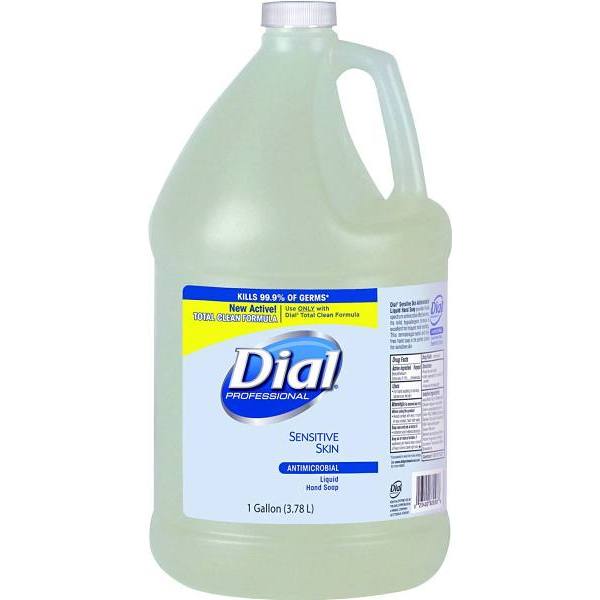 Dial Sensitive Skin Antimicrobial Liquid Hand Soap 1 Gal Refill, Case Of 4
