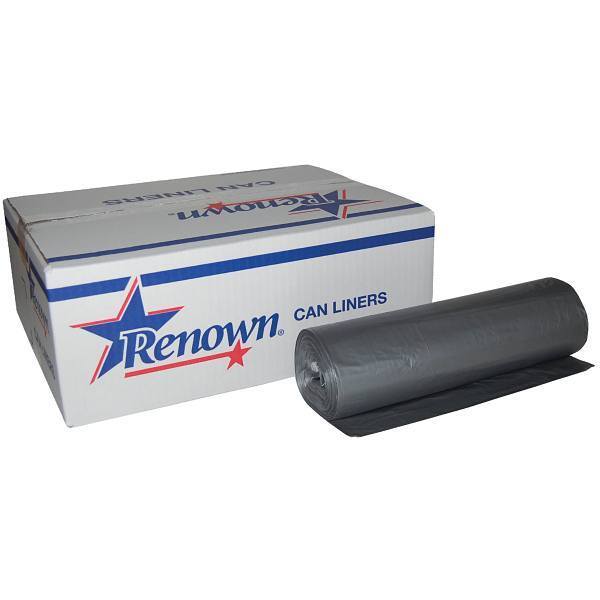 Renown High Density Can Liner, 45 Gal., 23 Mic, Silver 40" X 48", Case Of 150