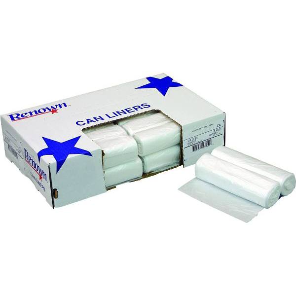 Renown Can Liner, 20-30 Gal., 0.65 Mil, Low-Density, Clear, 30" X 36", Case Of 250