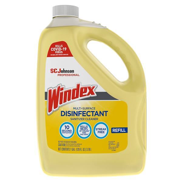 Windex Multi-Surface Disinfectant Sanitizer Cleaner Refill, 128 Oz, Case Of 4