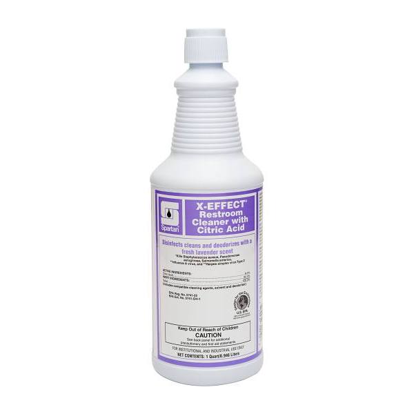 Spartan X-EFFECT Restroom Cleaner With Citric Acid, Lavender Scent, 1 Qt, Case Of 12