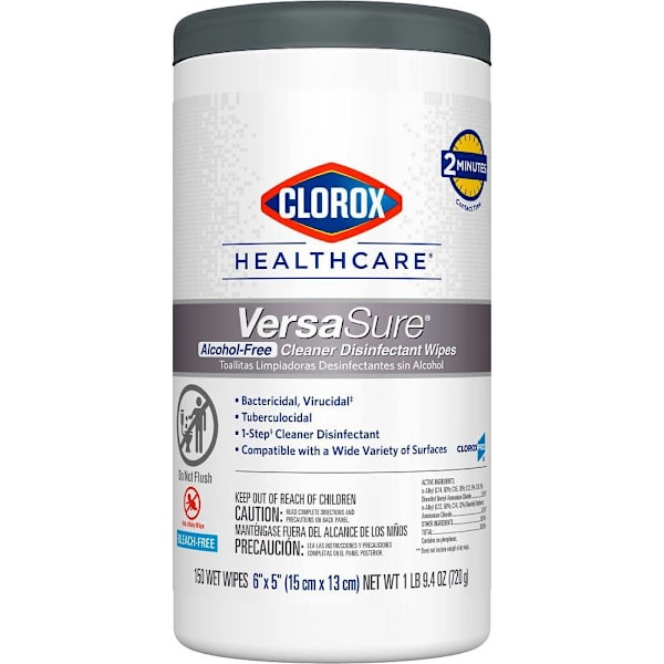 Clorox Healthcare Versasure Disinfectant Wipes, 6 In X5 In, 150 Count Canister