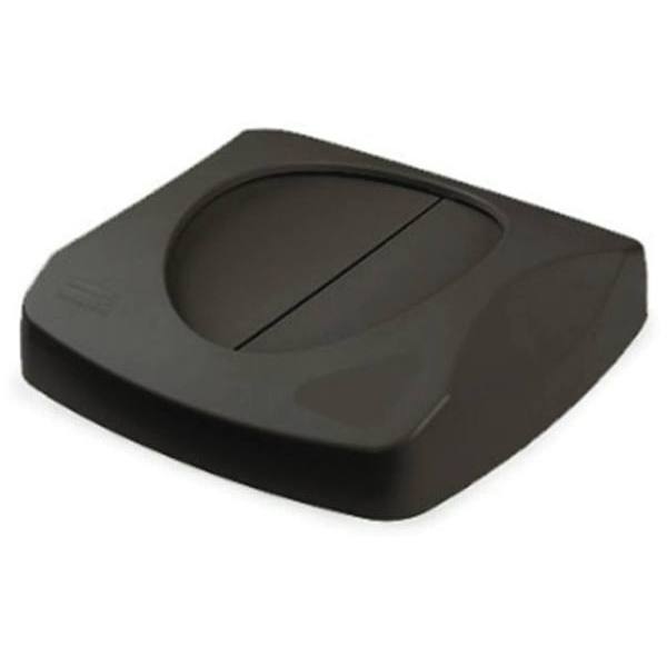 Rubbermaid Commercial Untouchable Square Trash Can Swing Lid, 23 Gal, Black