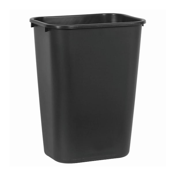 Rubbermaid Commercial 10.25 Gal. Deskside Rectangular Trash Can, Large, Black