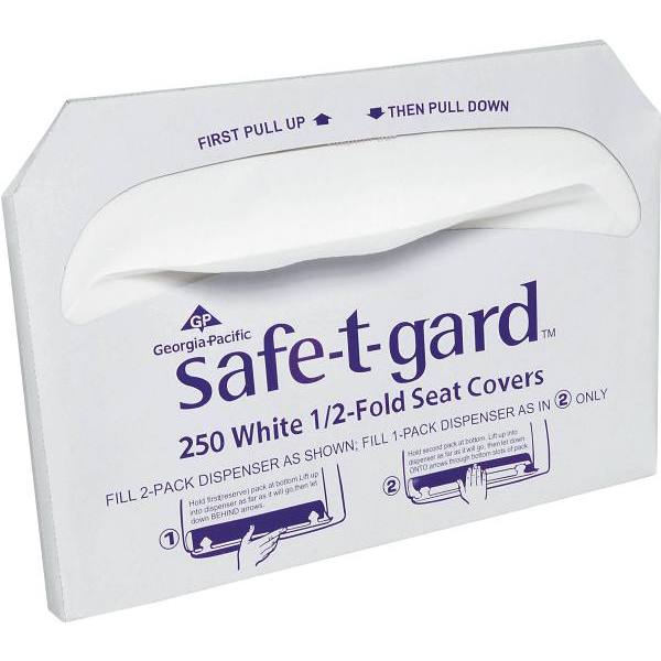 Safe-T-Gard Half-Fold Toilet Seat Cover, 14.5" X 17", White, Case Of 20