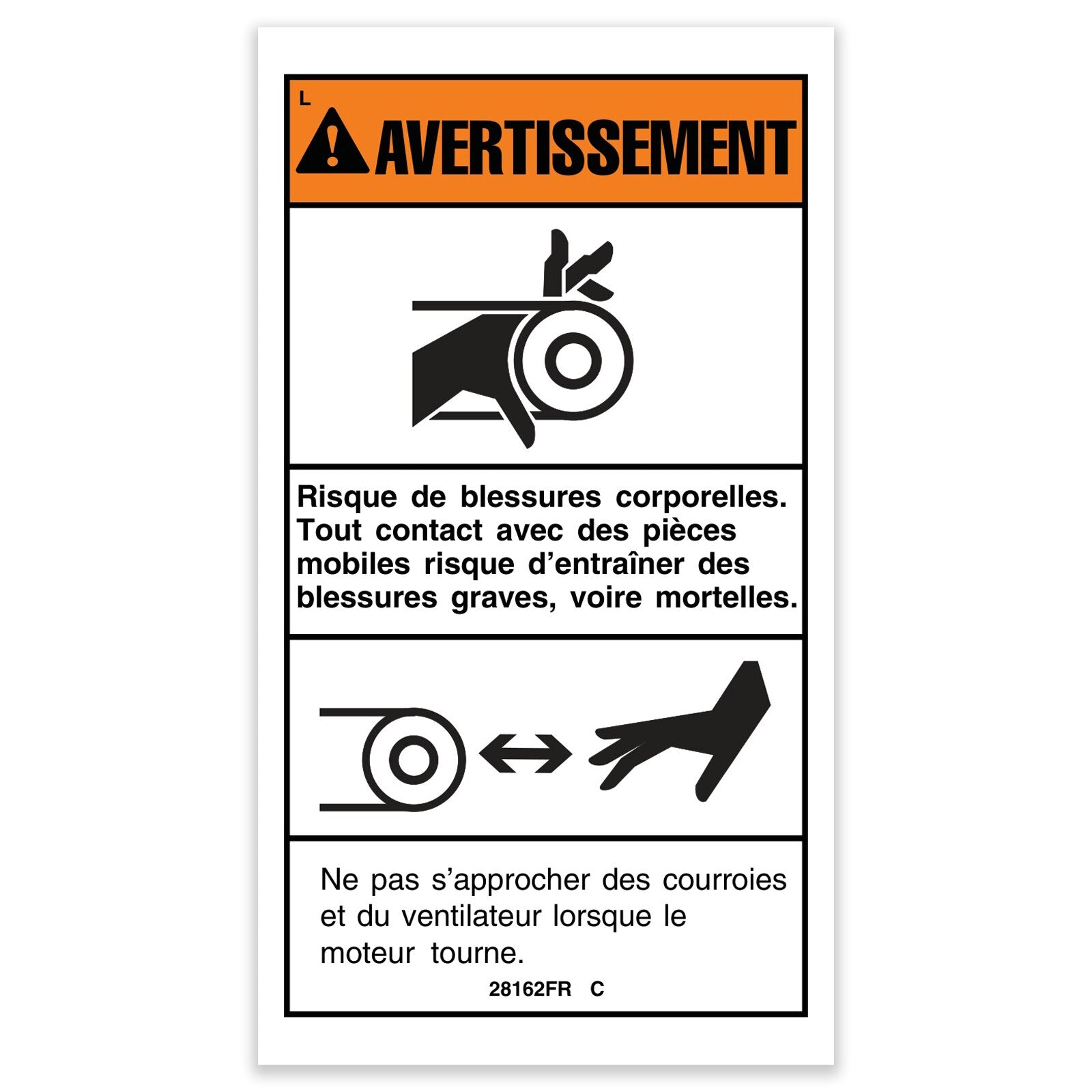 Genie Part # 28162FRGT – Decal, Warning, Crushing, French