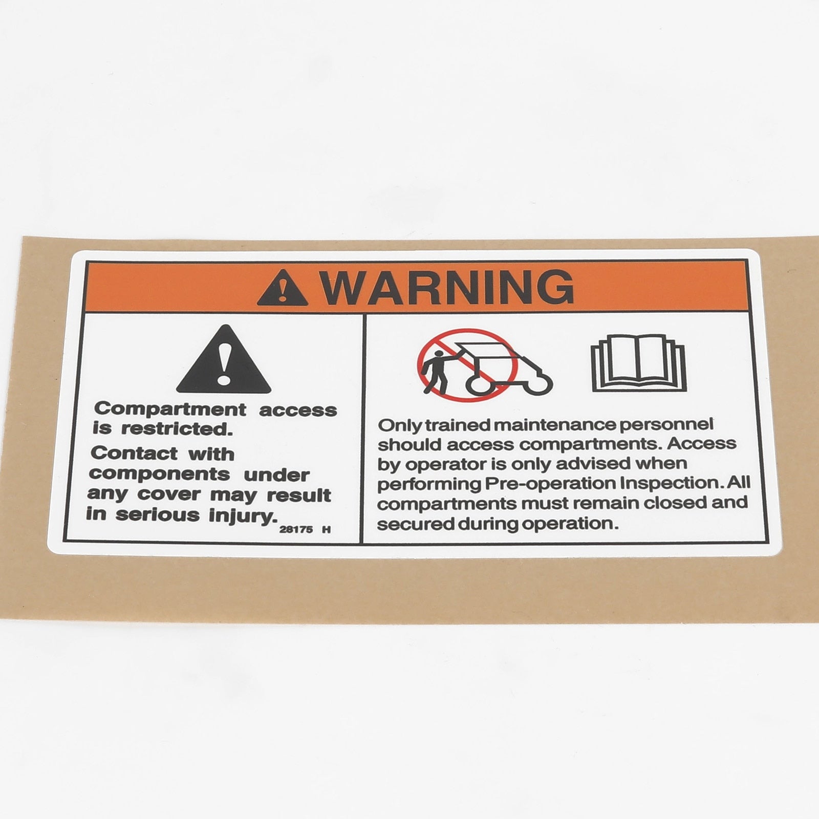 Genie Part # 28175GT – Decal, Warning-Compartment Access