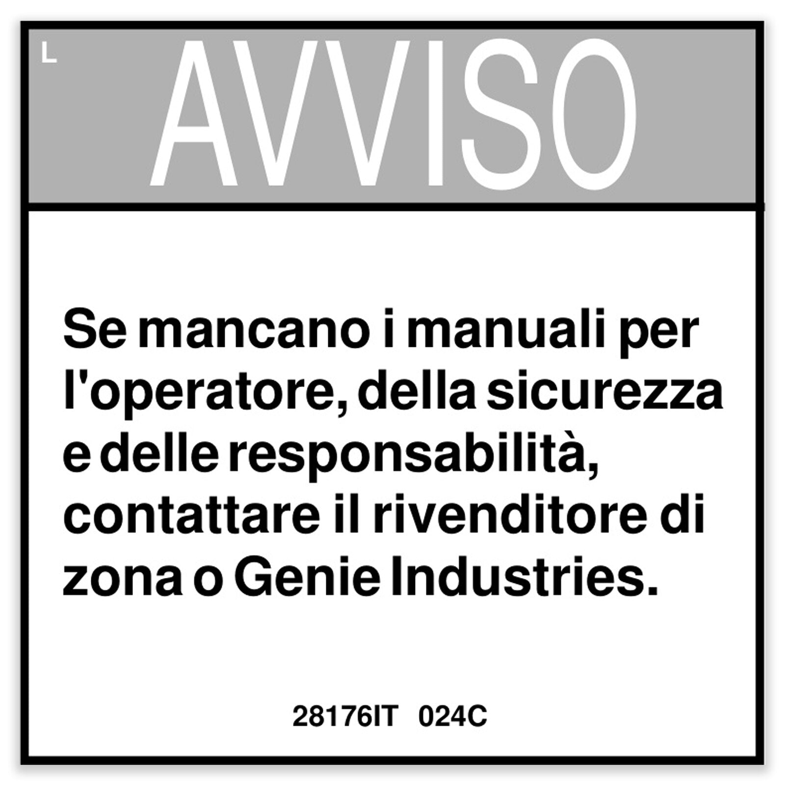 Genie Part # 28176ITGT – Decal