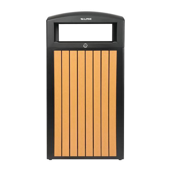 Alpine Industries 40 Gal. Cedar Steel Aw Commercial Outdoor Can Receptacle & Lid