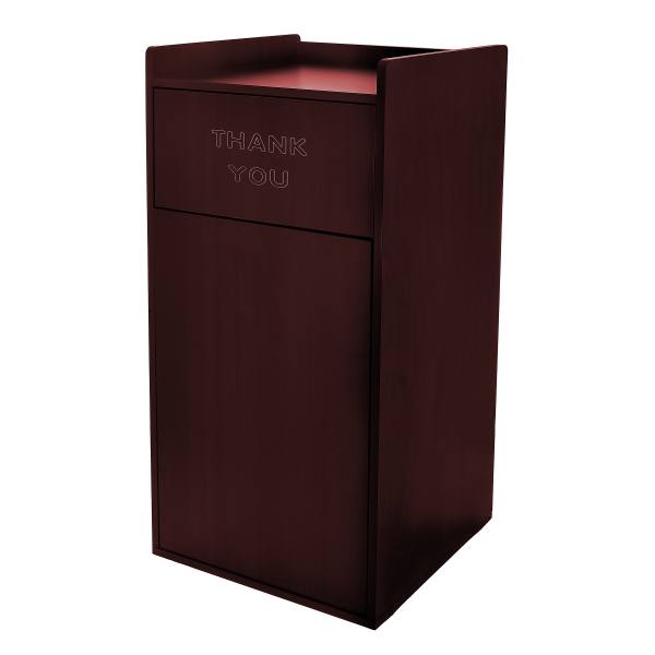 Alpine Industries 40 Gal Mahogany Finish Wooden Tray Top Waste Enclosure Trash