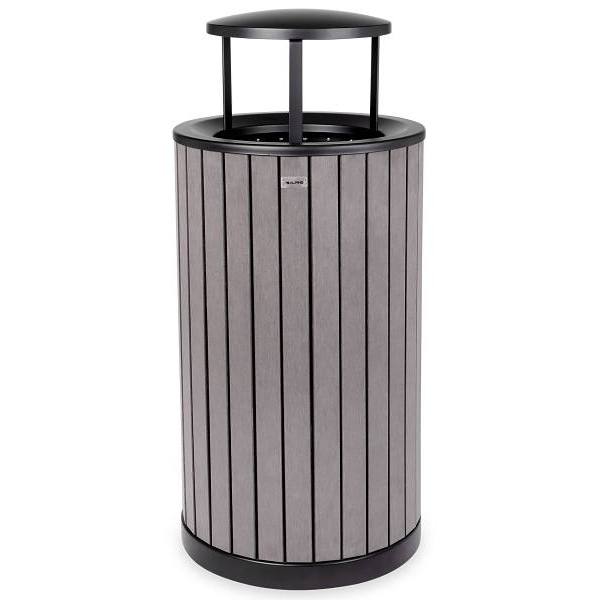 Alpine Industries 32-Gal Od Slatted Wood Panel Steel Receptacle Bonnet Lid Gray