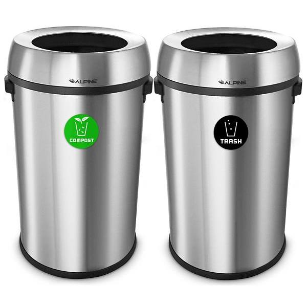 Alpine Industries 34-Gallon Stainless Steel Deco Compost/Can Recy Package Of 2