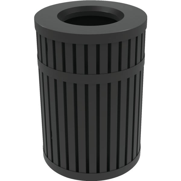 Commercial Zone Products Archtec Parkview 45 Gallon Stainless Steel Slotted Trash Can (Black)