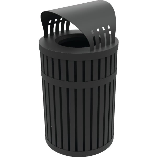 Commercial Zone Products Archtec Parkview 45 Gallon Stainless Steel Waste Container W/ Canopy (Black)