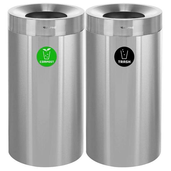 Alpine Industries 54 Gallon Ss Decorative Compost/Can Recycle Package Of 2